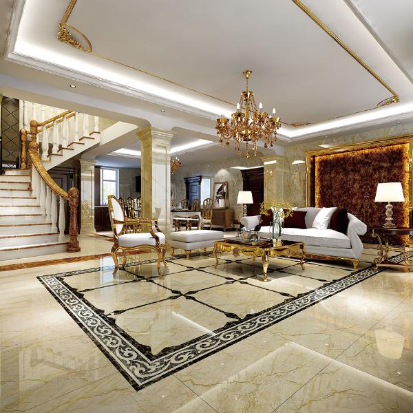 银河集团9873cm大理石瓷砖土耳其浅灰白KYS8089瓷砖客厅效果图