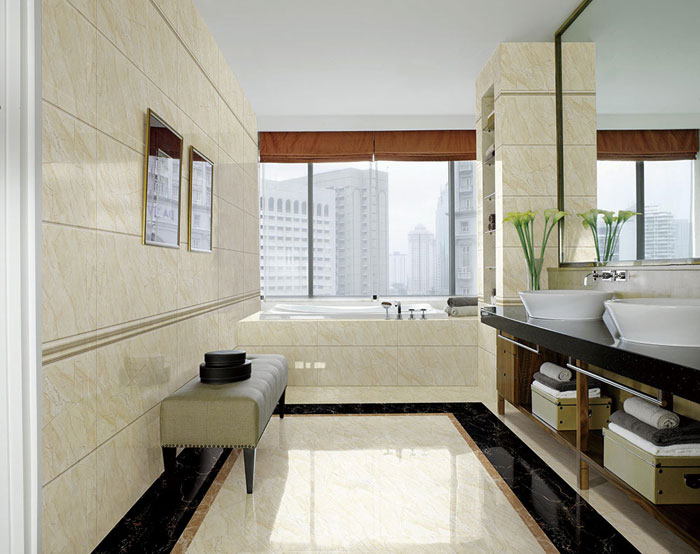 现代装饰中，，瓷砖已然不止是装饰质料了，，选好瓷砖不但可以免去装修后顾之忧，，更能使家居空间设计感油然而生。卫生间作为家居空间尤为主要的地方，，怎样选择瓷砖是评判卫生间优劣的主要体现。